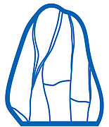 blue line art icon of a boulder
