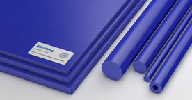 Rundstab und Platten aus Sustadur® PET FG, Farbe: blau