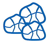 icon of three rocks outlined in blue