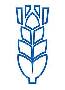 blue line art icon of a head of wheat