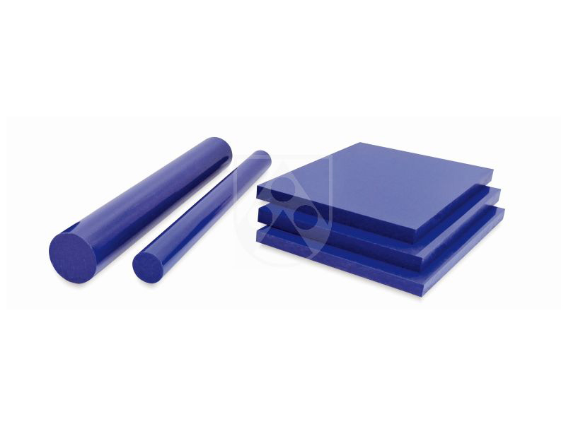POM: material plástico, placas, material para placas, barras redondas y material redondo en azul